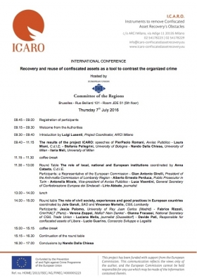 ICARO: conference on the rehabilitation and social re-use of confiscated propert - Centro di Iniziativa Europea